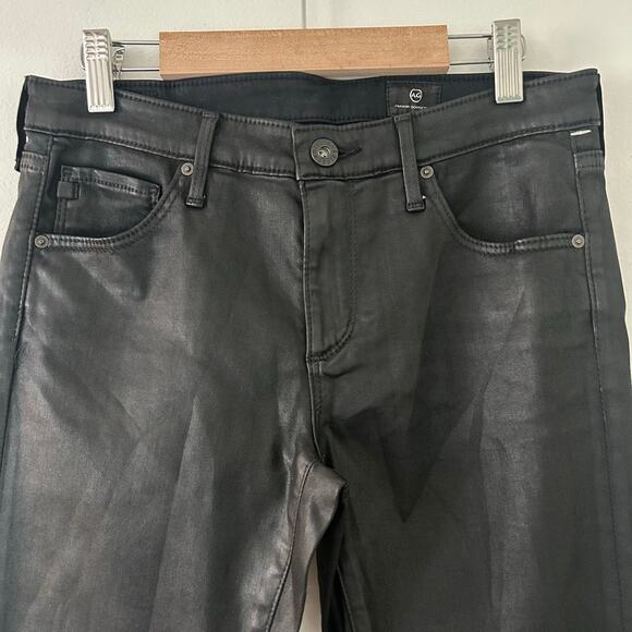 AG Adriano Goldschmied Black Coated Ankle Zip Skinny Jeans Pants 27 NWOT - Picture 2 of 8
